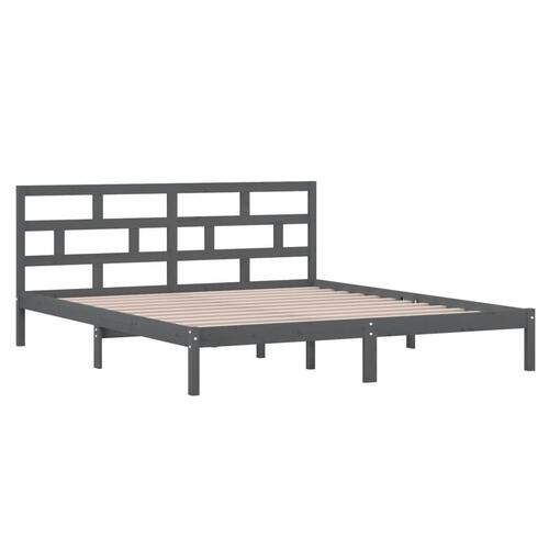 Sengeramme 135x190 cm dobbelt massivt træ grå
