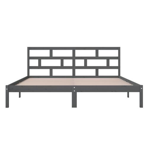 Sengeramme 135x190 cm dobbelt massivt træ grå