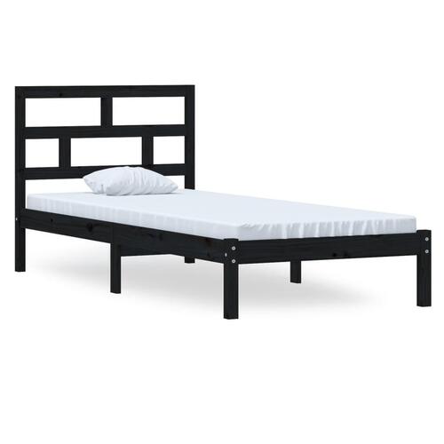 Sengeramme 100x200 cm massivt fyrretræ sort