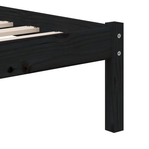 Sengeramme 100x200 cm massivt fyrretræ sort