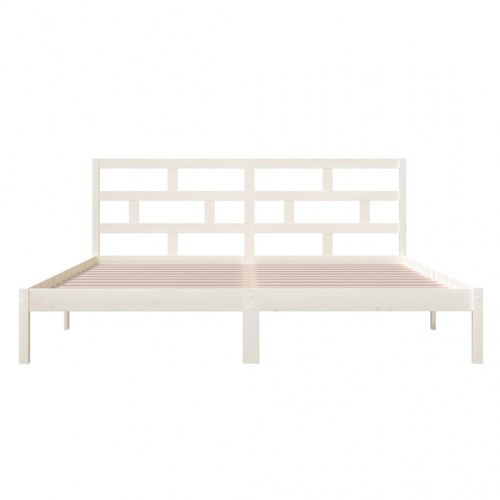 Sengeramme 140 x 190 cm i massivt fyrretræ - hvid
