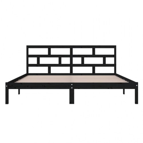 Sengeramme 140 x 190 cm med sengegærde i massivt fyrretræ - sort