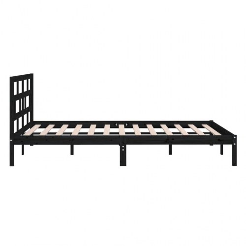 Sengeramme 140 x 190 cm med sengegærde i massivt fyrretræ - sort