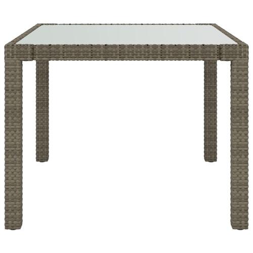 Udendørs spisebordssæt 3 dele med hynder polyrattan grå