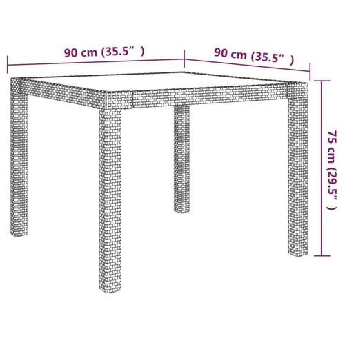 Udendørs spisebordssæt 3 dele med hynder polyrattan grå