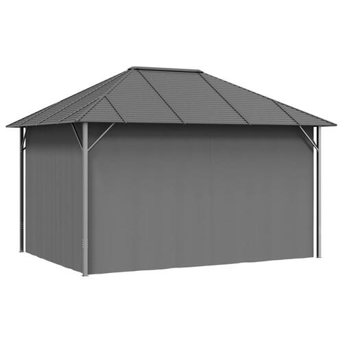 Pavillon med sidevægge og tag 4x3 m antracitgrå
