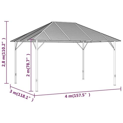 Pavillon med sidevægge og tag 4x3 m antracitgrå