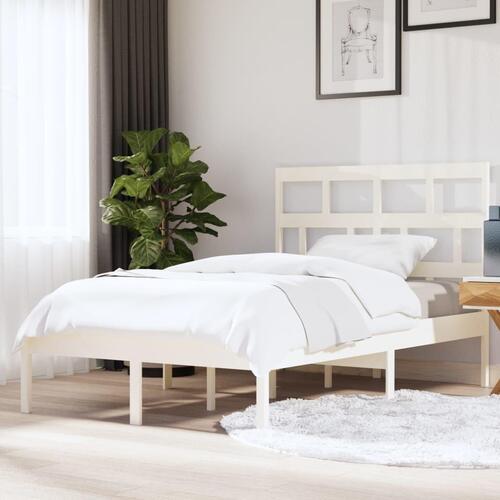 Sengeramme 140x200 cm massivt fyrretræ hvid