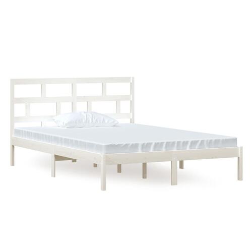 Sengeramme 140x200 cm massivt fyrretræ hvid