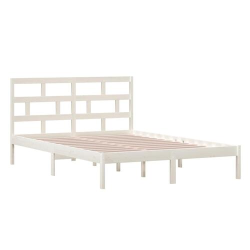 Sengeramme 140x200 cm massivt fyrretræ hvid