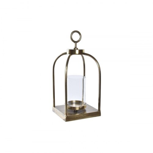 Lanterne i gylden aluminium med krystal - 19 x 19 x 43 cm