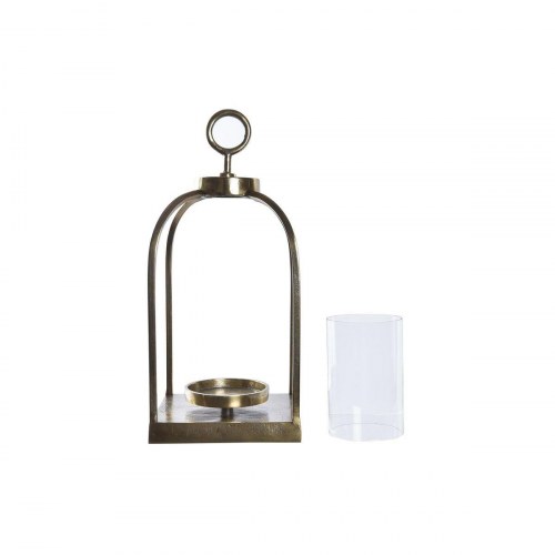 Lanterne i gylden aluminium med krystal - 19 x 19 x 43 cm