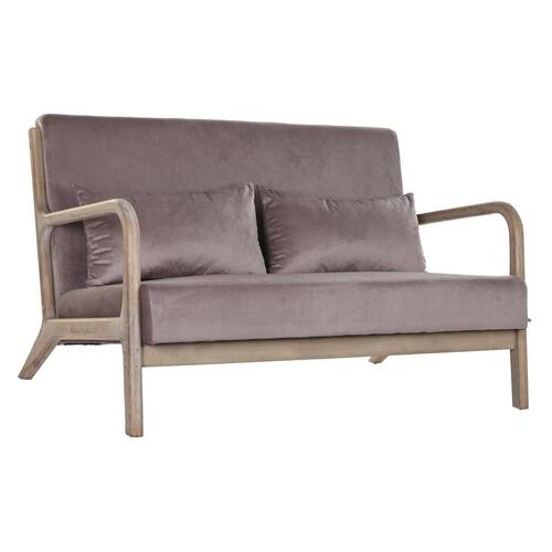 2 personers sofa Pink Hør Gummitræ Traditionel (122 x 85 x 74 cm)