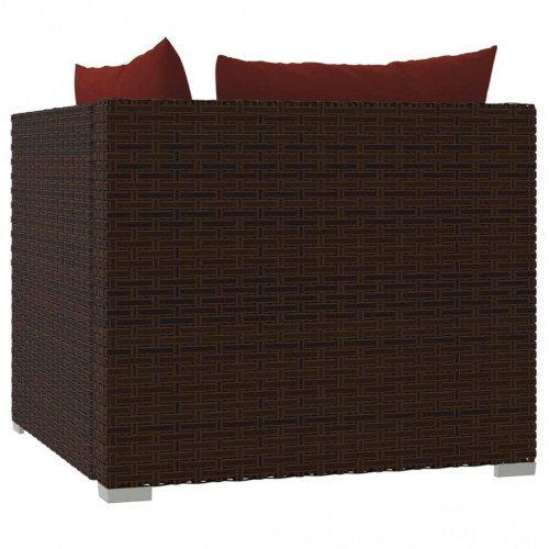 2-personers sofa med hynder polyrattan brun