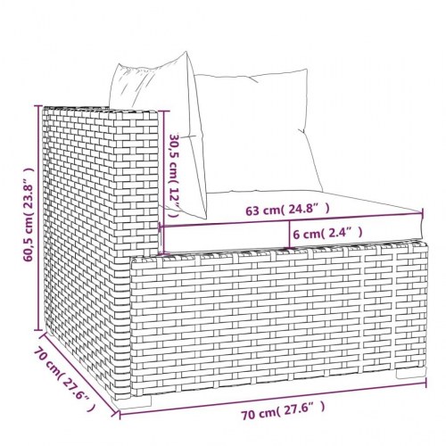3-personers sofa med hynder polyrattan brun