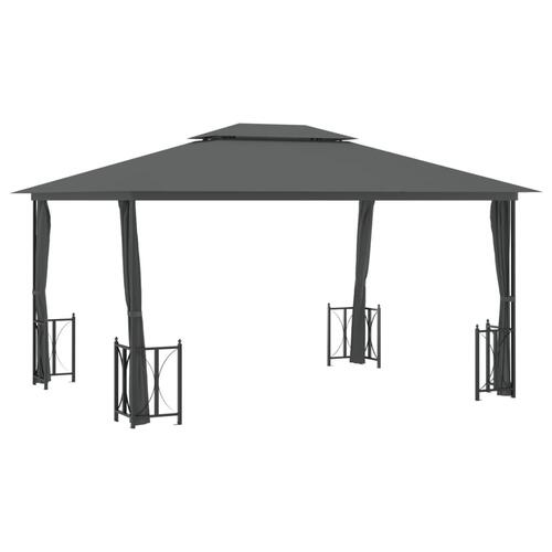 Pavillon med sidevægge og dobbelttag 3x4 m antracitgrå