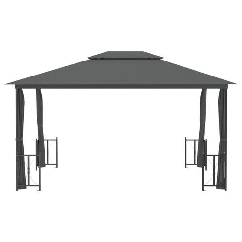 Pavillon med sidevægge og dobbelttag 3x4 m antracitgrå