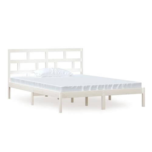 Sengeramme 150x200 cm King Size massivt træ hvid