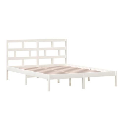 Sengeramme 150x200 cm King Size massivt træ hvid