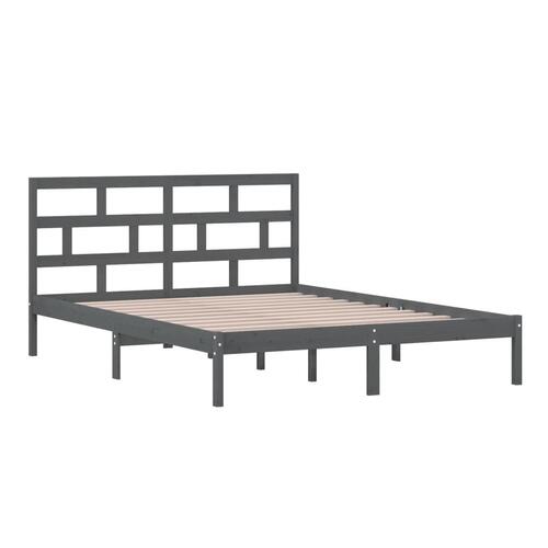 Sengeramme 150x200 cm King Size massivt træ grå