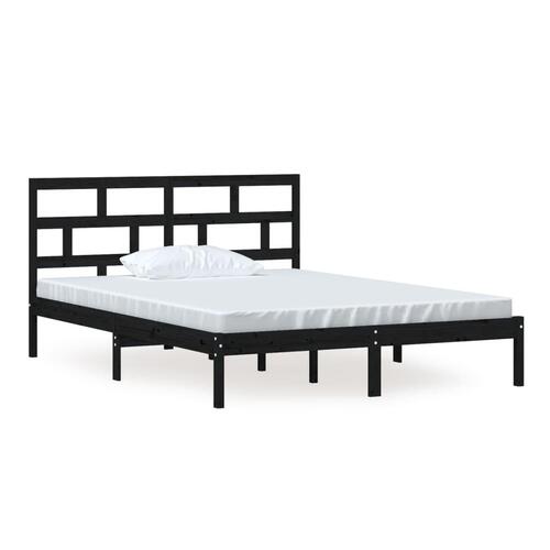 Sengeramme 150x200 cm King Size massivt træ sort