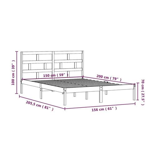 Sengeramme 150x200 cm King Size massivt træ sort