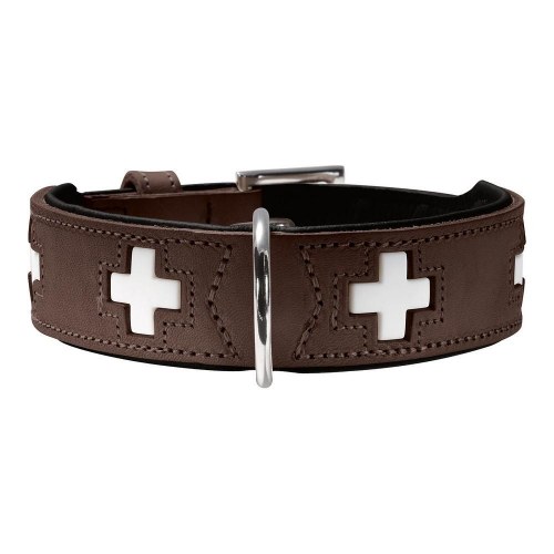 Hunter Swiss hundehalsbånd - brun, 35-39,5 cm