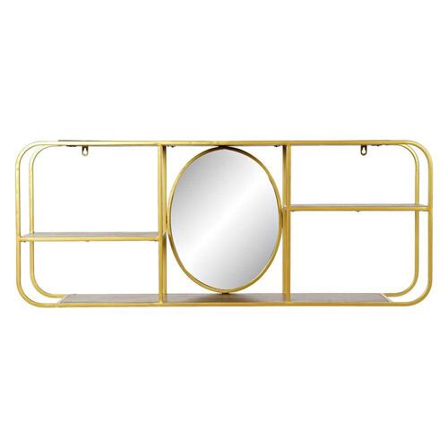 Vægspejl Spejl Gylden Metal Træ Brun (100 x 18 x 40 cm)