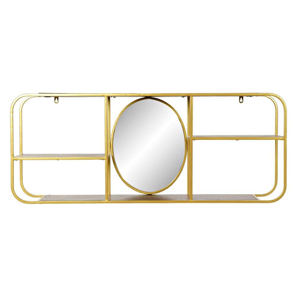 Vægspejl Spejl Gylden Metal Træ Brun (100 x 18 x 40 cm)
