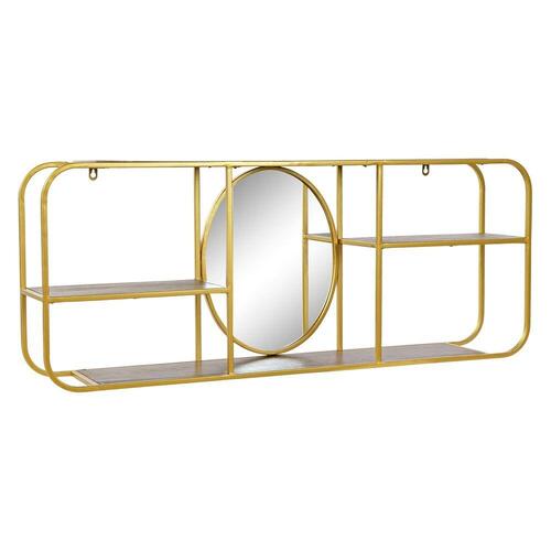 Vægspejl Spejl Gylden Metal Træ Brun (100 x 18 x 40 cm)