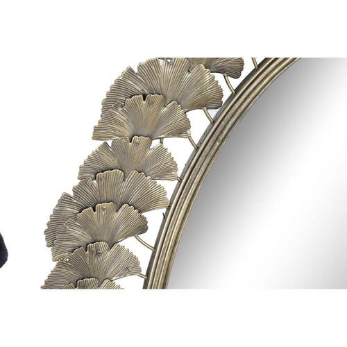 Vægspejl Spejl Champagne Metal Blad af en plante (69 x 3,5 x 98,5 cm)