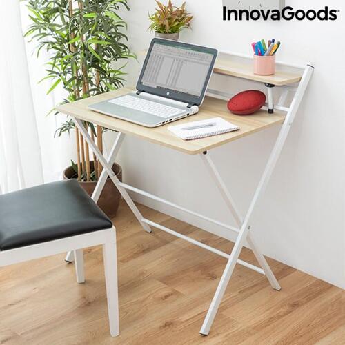 Foldbart skrivebord med hylde Tablezy Træ (OUTLET B)