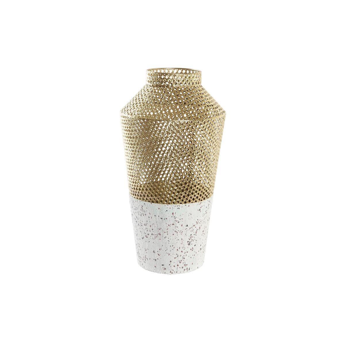 Vase Grå Gylden Metal Moderne 25 X 25 X 48 Cm