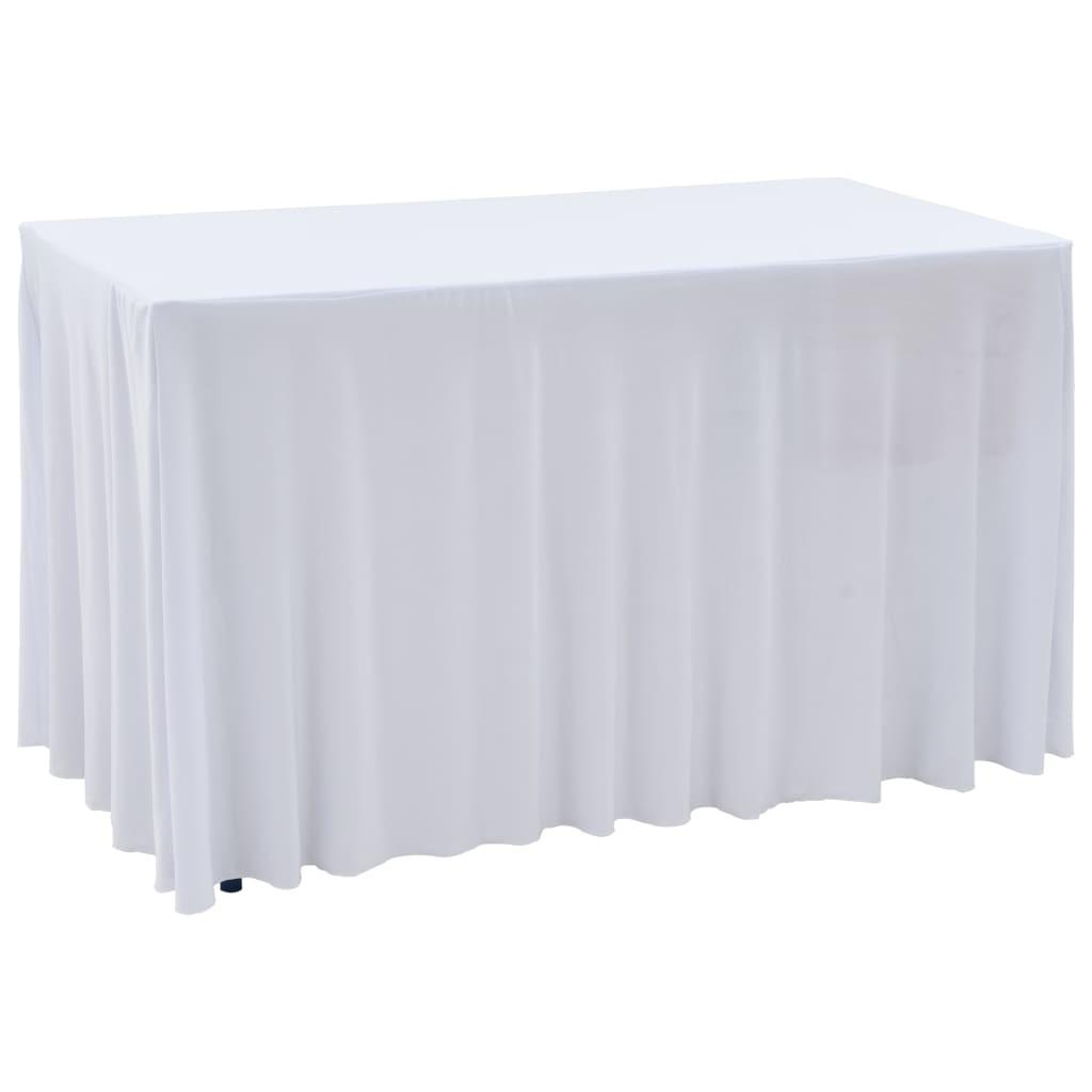 Strækbare bordduge med skørt 2 stk. 243 x 76 x 74 cm hvid