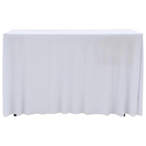 Strækbare bordduge med skørt 2 stk. 243 x 76 x 74 cm hvid