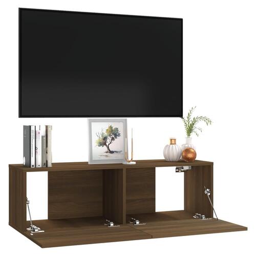 Væghængt tv-bord 100x30x30 cm konstrueret træ brun egetræsfarve