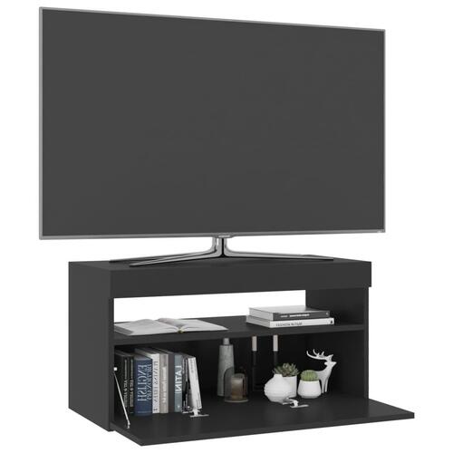 Tv-bord med LED-lys 75x35x40 cm sort