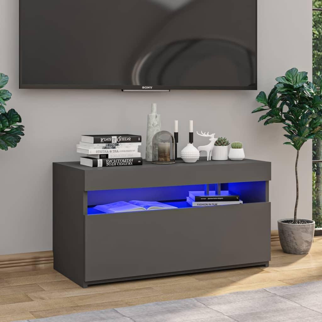 Tv-bord med LED-lys 75x35x40 cm grå