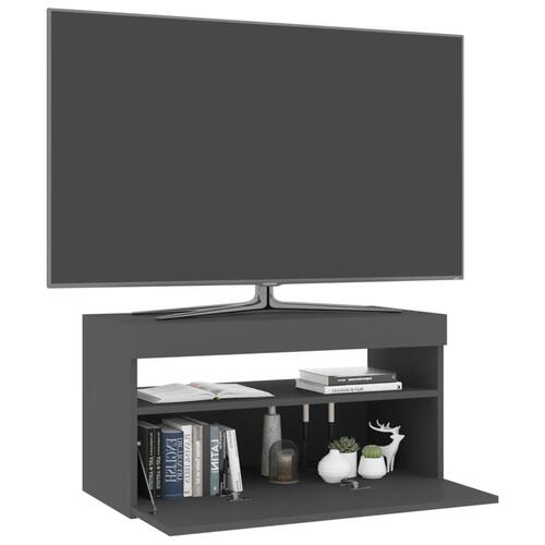 Tv-bord med LED-lys 75x35x40 cm grå