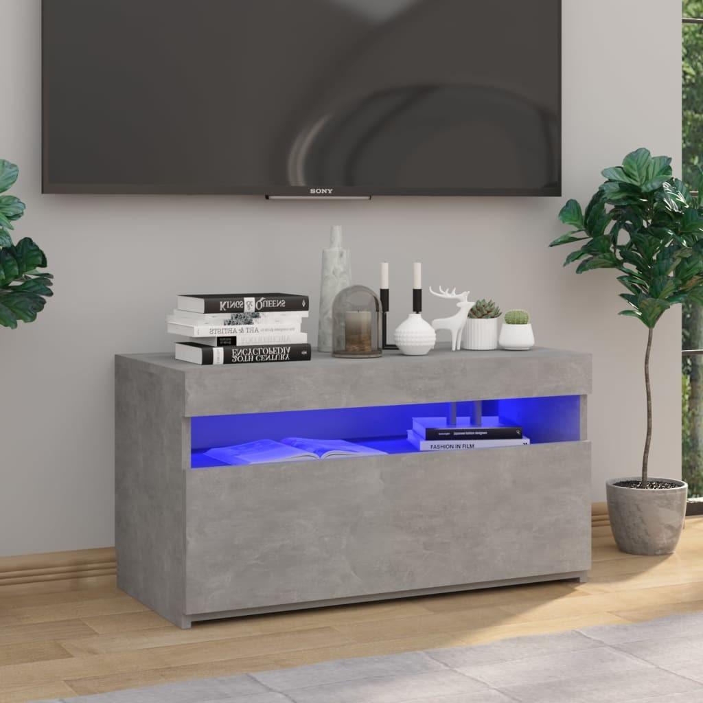 Tv-bord med LED-lys 75x35x40 cm betongrå