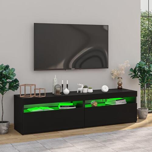 Tv-borde 2 stk. med LED-lys 75x35x40 cm sort højglans