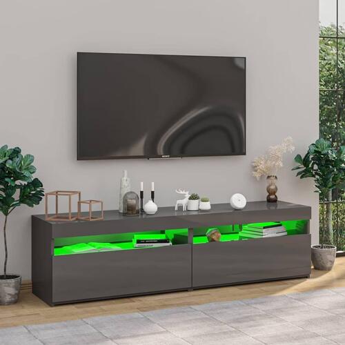 Tv-borde 2 stk. med LED-lys 75x35x40 cm grå højglans