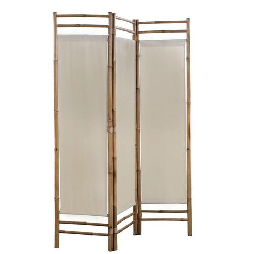 Foldbar 3-panels rumdeler bambus og kanvas 120 cm