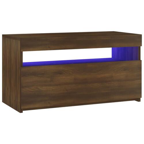 Tv-bord med LED-lys 75x35x40 cm brun egetræsfarve