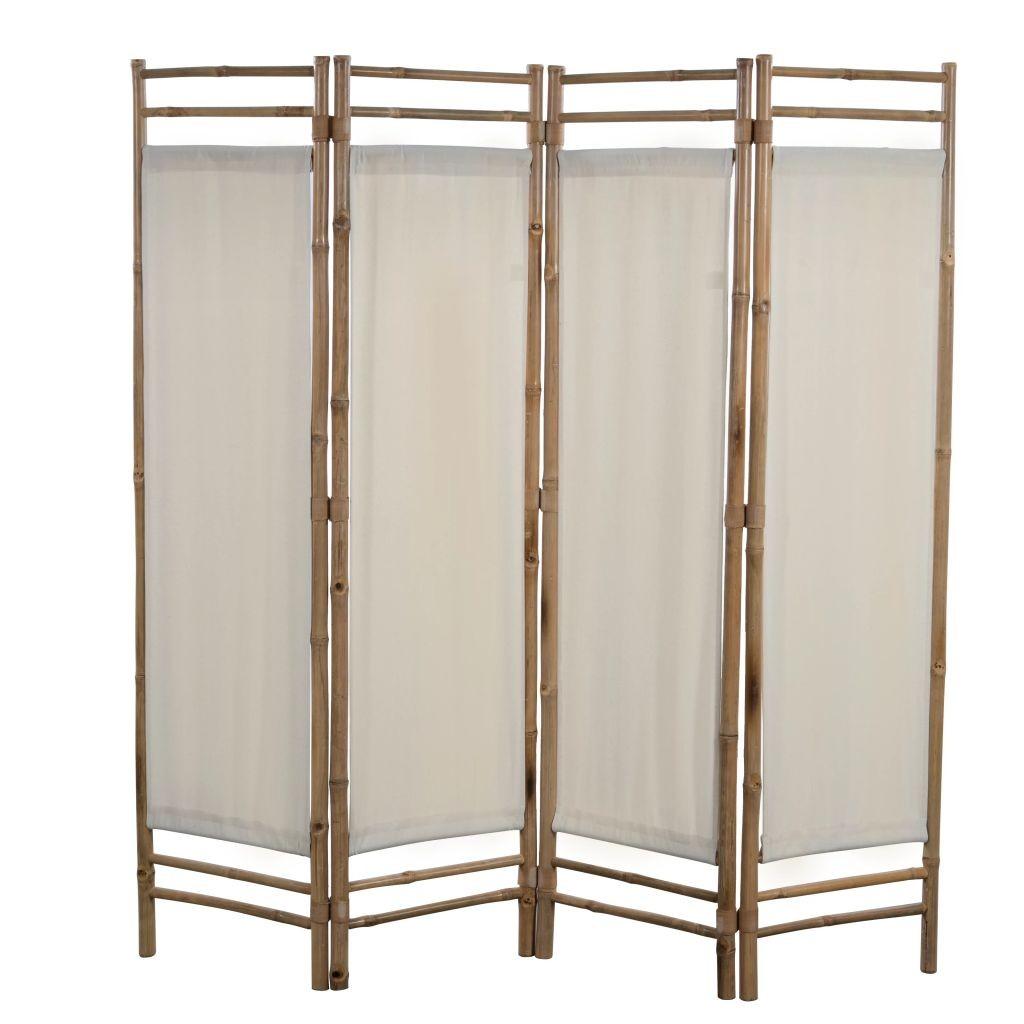 Foldbar 4-panels rumdeler bambus og kanvas 160 cm