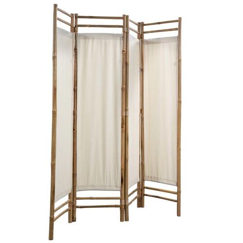 Foldbar 4-panels rumdeler bambus og kanvas 160 cm