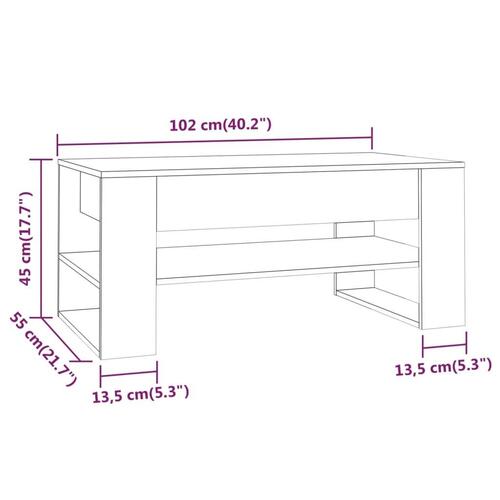 Sofabord 102x55x45 cm konstrueret træ hvid