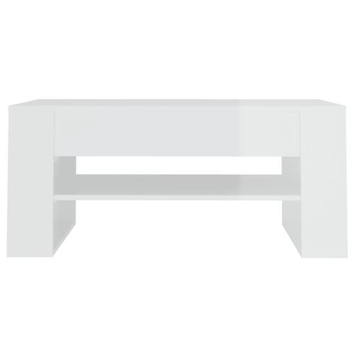 Sofabord 102x55x45 cm konstrueret træ hvid højglans