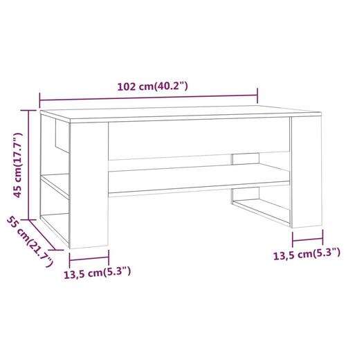 Sofabord 102x55x45 cm konstrueret træ hvid højglans