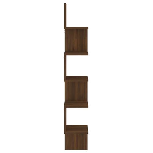 Væghængt hjørnehylde 20x20x127,5 cm konstrueret træ brunt eg